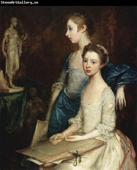 Thomas Gainsborough Portrat von Molly und Peggy mit Zeichenutensilien
